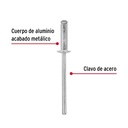 Bolsa con 50 remaches 1/8' x 3/8' de aluminio, ala 1/4