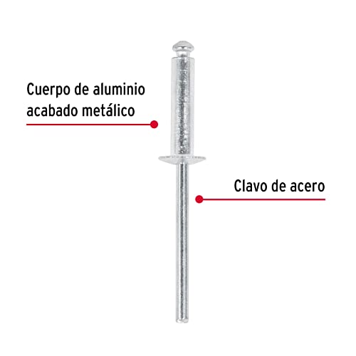 Bolsa con 50 remaches 5/32' x 1/2' de aluminio, ala 5/16'