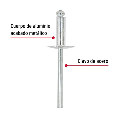 Bolsa con 50 remaches 3/16' x 3/8' de aluminio, ala 17/32'