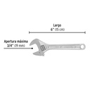 Llave ajustable (perico) 6' cromada, PRETUL