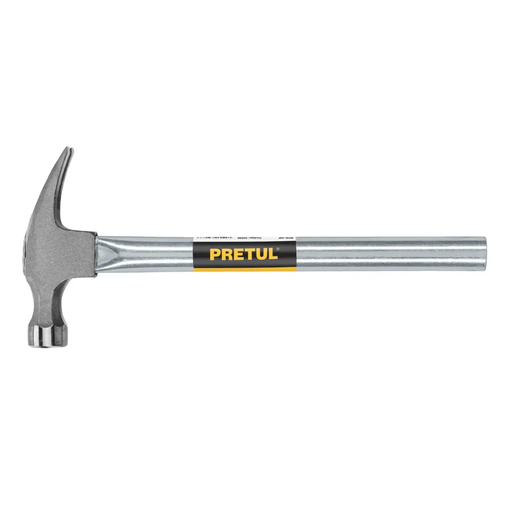 [TP-20596] Martillo uña recta 16 oz, mango tubular, PRETU