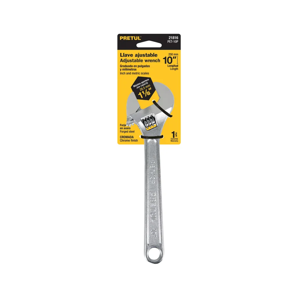 Llave ajustable (perico) 10' cromada, PRETUL
