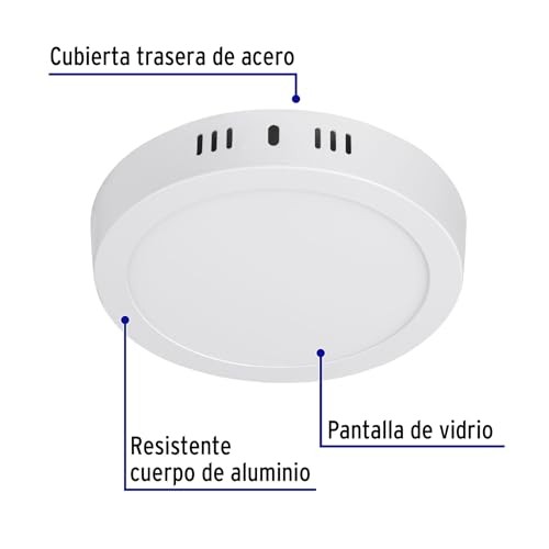 Luminario LED plafón 12W 6500K, redondo, blanco, VOLTECK