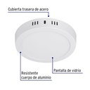 Luminario LED plafón 12W 6500K, redondo, blanco, VOLTECK