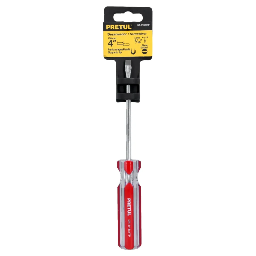 [TP-21458] Desarmador plano 3/16 x 4' mango de PVC, PRETUL