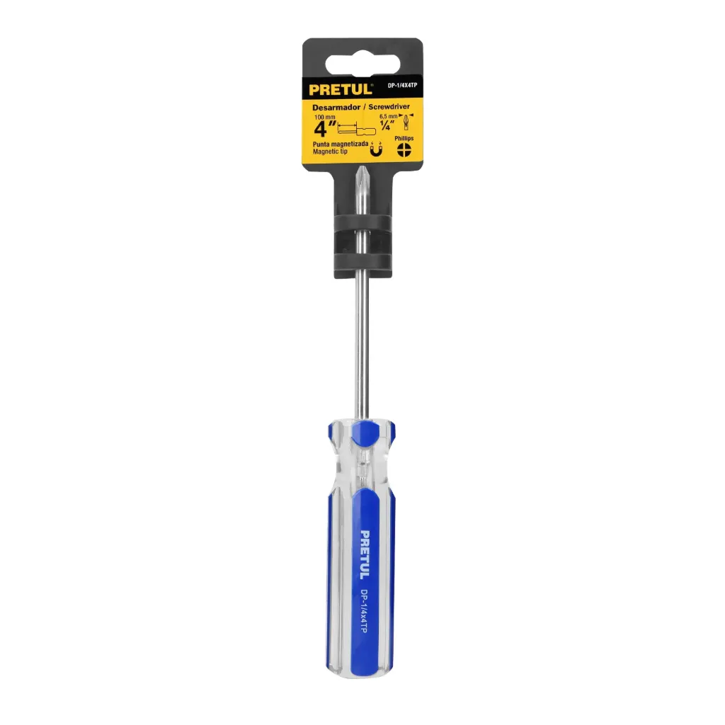 [TP-21474] Desarmador de cruz 1/4 x 4' mango de PVC, PRETUL