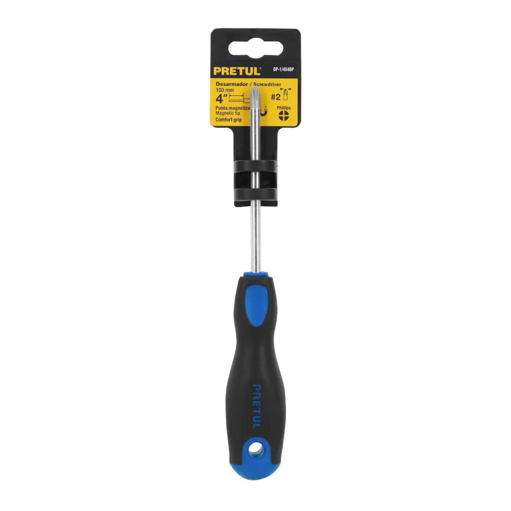 Desarmador de cruz 1/4' x 4' mango Comfort Grip, PRETUL