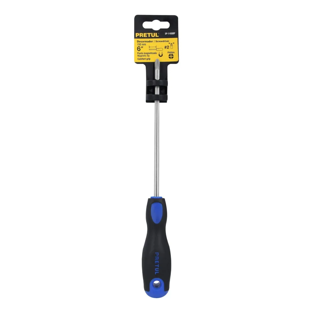 Desarmador de cruz 1/4' x 6' mango Comfort Grip, PRETUL