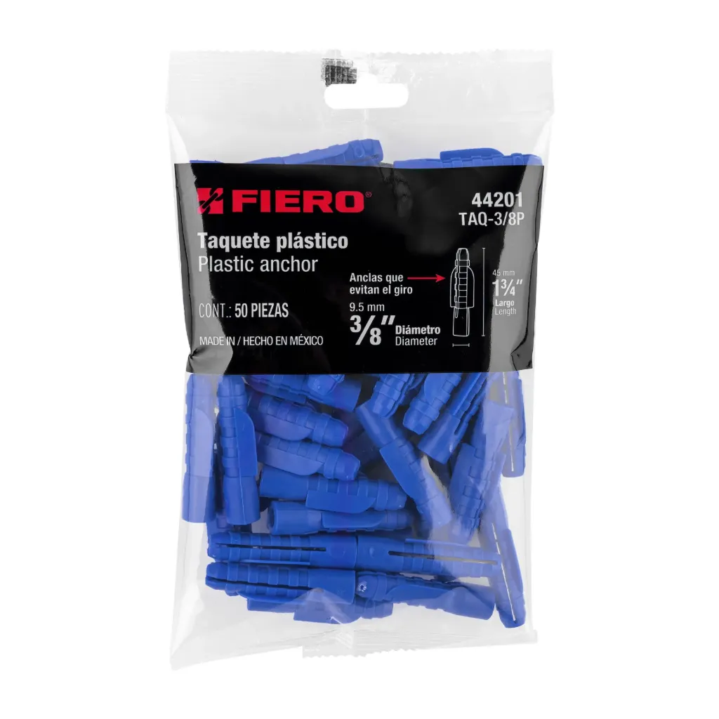 [TP-44201] Bolsa con 50 taquetes de plástico 3/8', FIERO