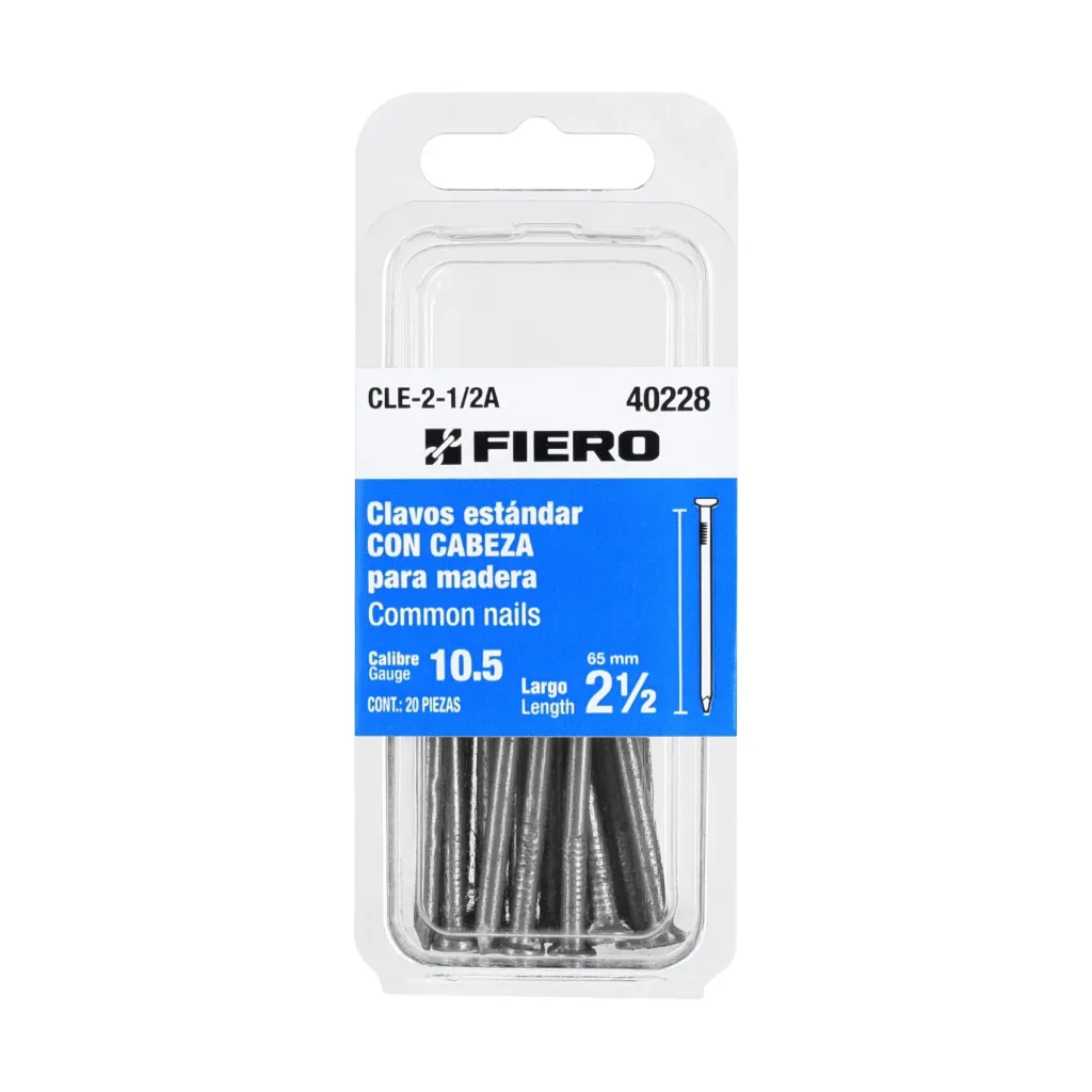 [TP-40228] Blíster con 20 clavos estándar 2-1/2' con cabeza, FIERO