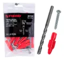 Kit de 20 taquetes 1/4' con pijas #8 y 1 broca 1/4', FIERO