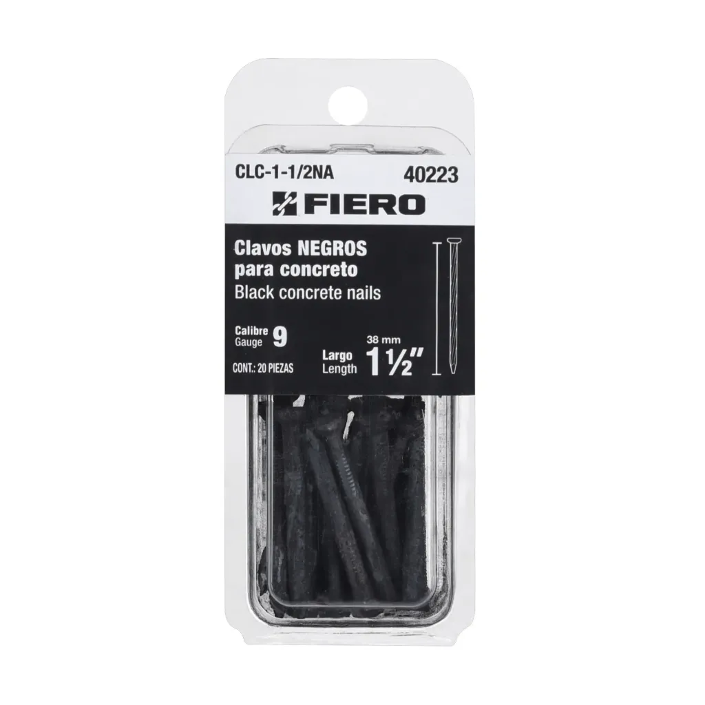 [TP-40223] Blíster con 20 clavos negros para concreto 1-1/2', FIERO