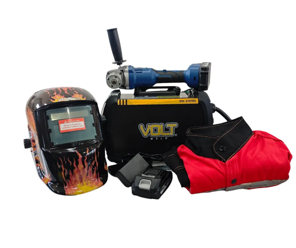 KIT SOLDADOR COMPLETO VOLT  200A INVERSOR + ESMERIL INALÁMBRICO + CARETA ELECTRÓNICA + CAMISOLA