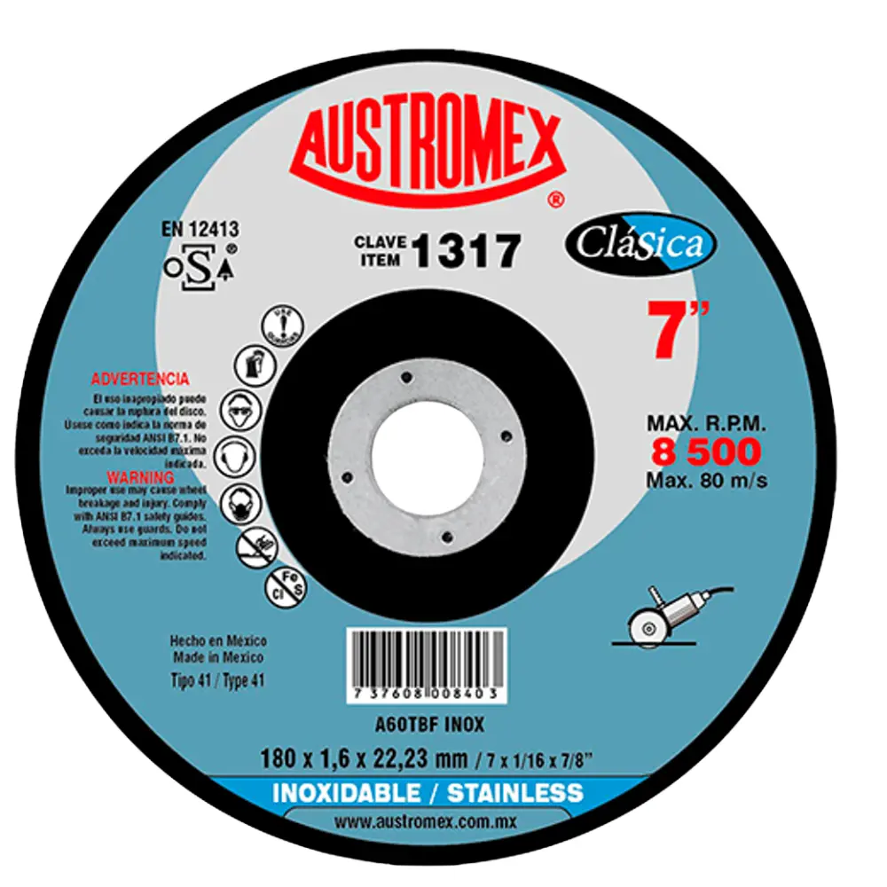 [1317] DISCO CTE/MTAL A/INOX. 7X1/6X7/8'' AUSTROMEX 1317