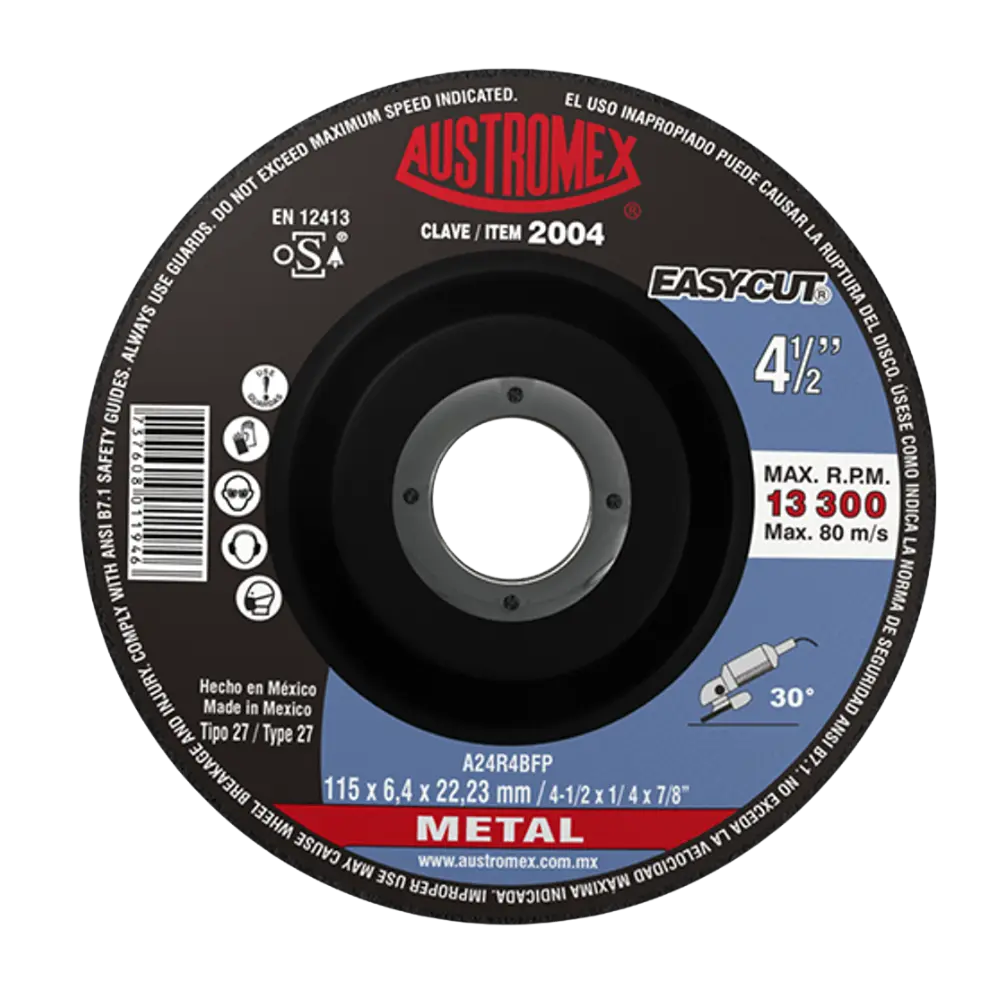 DISCO DESB. MTAL T.27 EASYCUT 4 1/2X1/4X7/8'' AUSTROMEX 2004