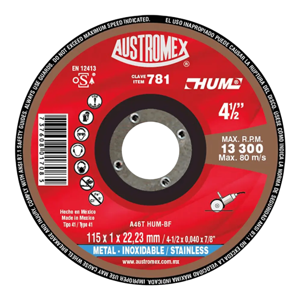 DISCO CTE/MTAL HUM 4 1/2X0.040X7/8 AUSTROMEX 781