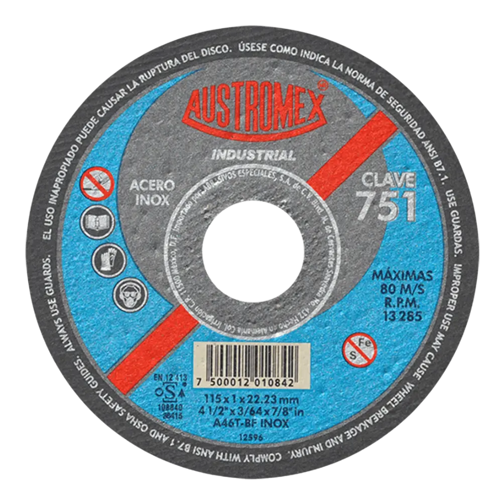 [C751] DISCO CTE/MTAL A/INOX. IND. 4 1/2X0.040X7/8'' AUSTROMEX /751