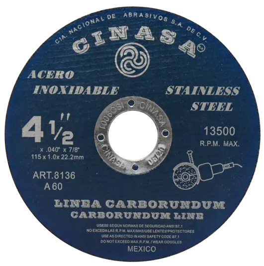 DISCO CORTE INOX   4 1/2" X .040 CINASA