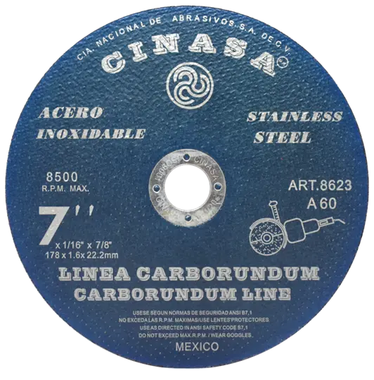 DISCO CORTE INOX 7 " 1/16  CINASA