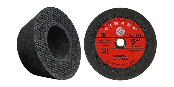 RUEDA TIPO COPA P/ MATERIALES FERROSOS DE 5"