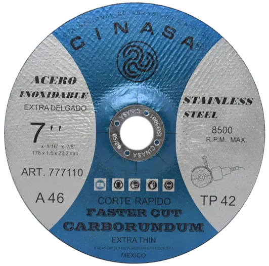 DISCO DE CORTE CAZUELA 7" ACERO INOXIDABLE CINASA