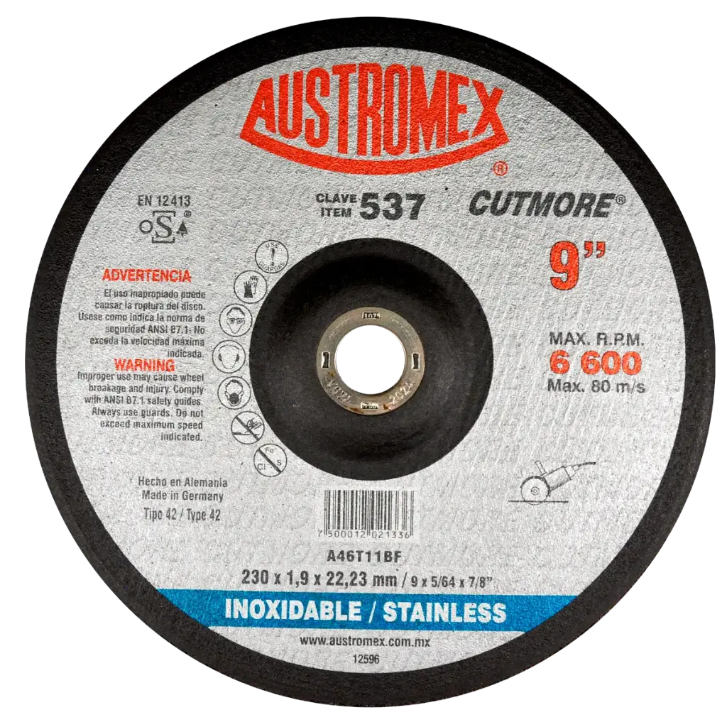 [537] DISCO DE CORTE 9 " CLAVE 537 INOXIDABLE AUXTORMEX