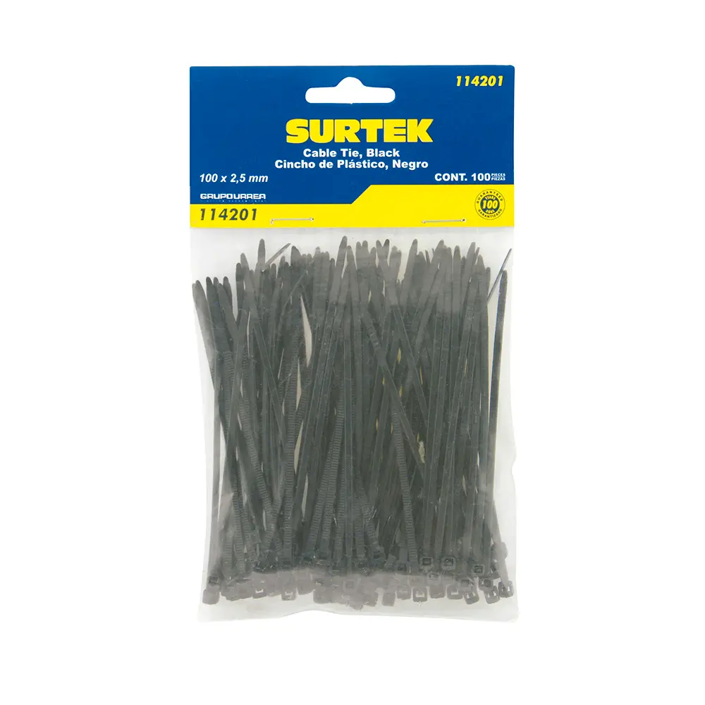 [114201] CINCHOS 100X2.5MM 100PZAS NEGRO