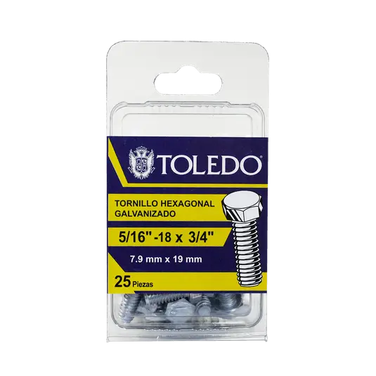 Tornillo Hex G2 Galv 1/4" -20 x 3/4"