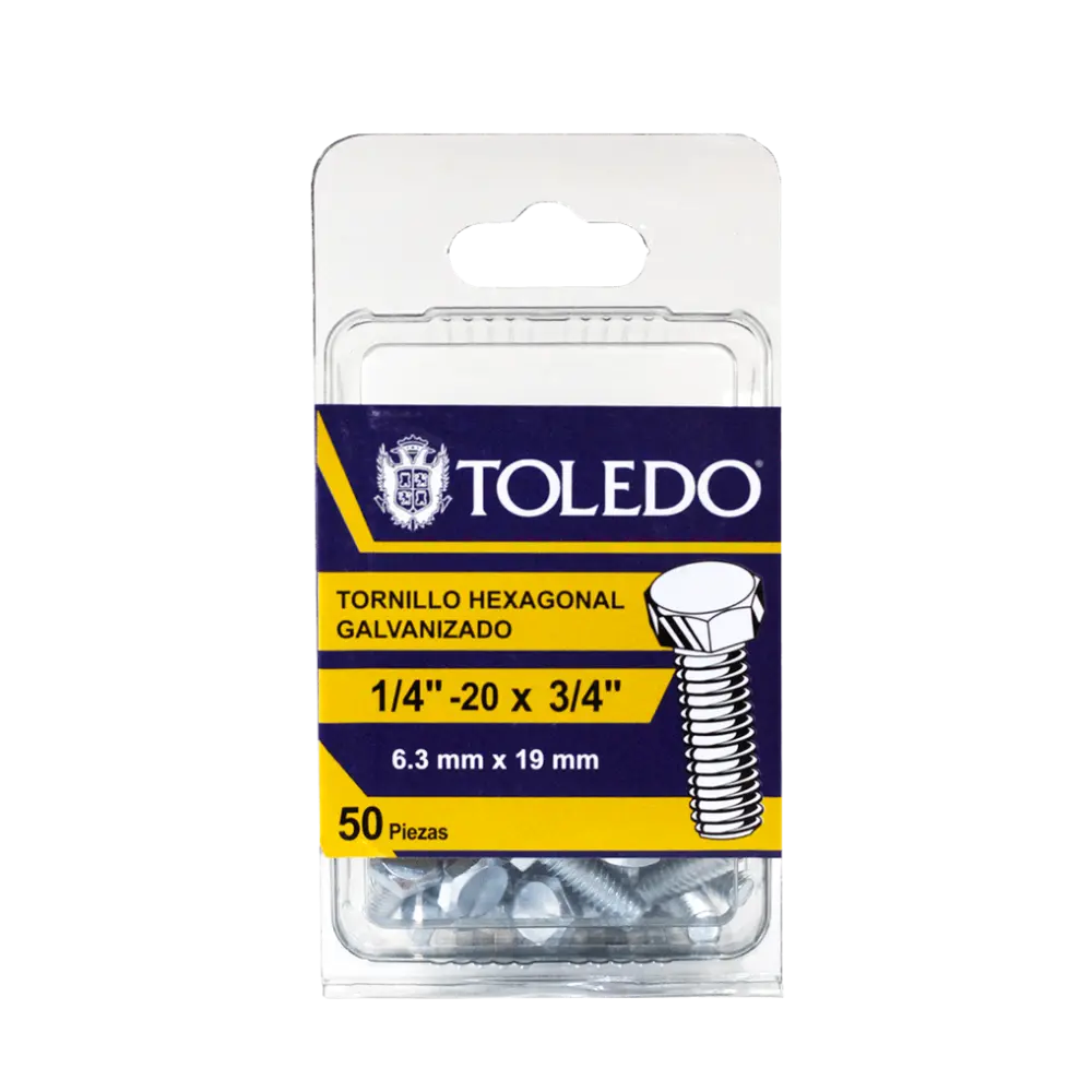 Tornillo Hex Galv 1/4"- 20 x 2.1/2