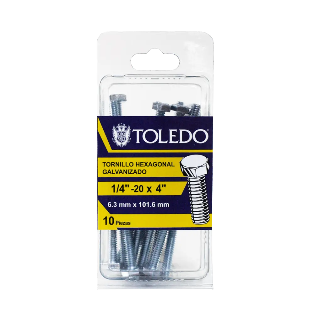 Tornillo Hex Galv 1/4"-20 x 4"