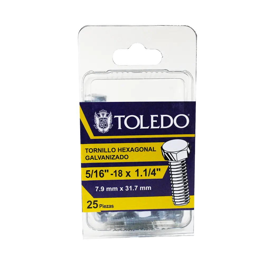Tornillo Hex Galv 5/16-18x 1. 1/4"