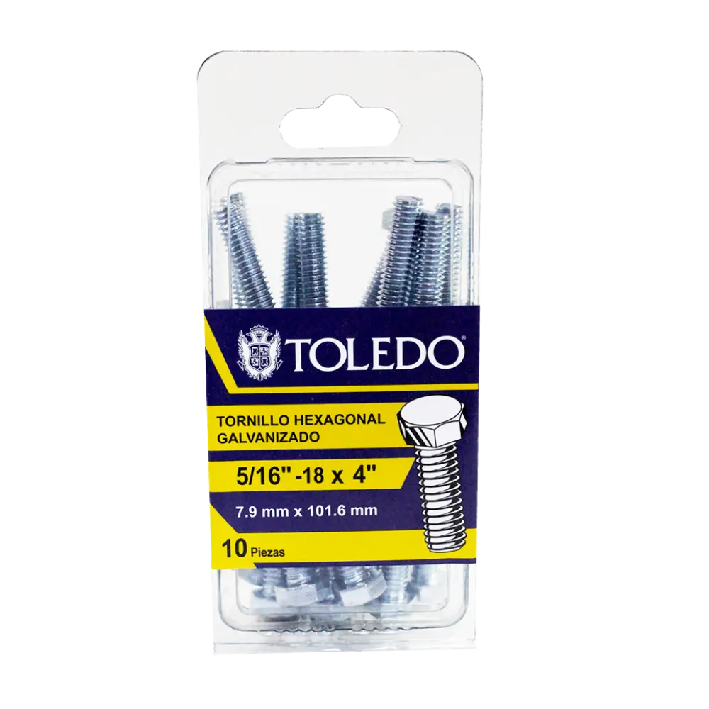 Tornillo Hex Galv 5/16"-18 x 4"