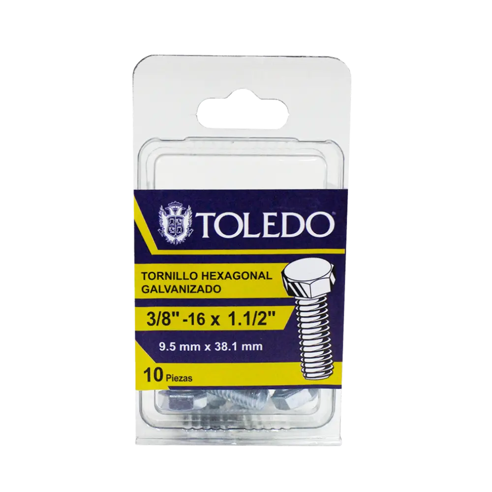 Tornillo Hex Galv 3/8"-16x 1.1/2"