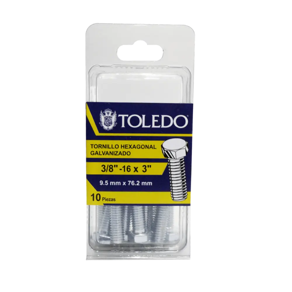 Tornillo Hex Galv 3/8"-16 x3"