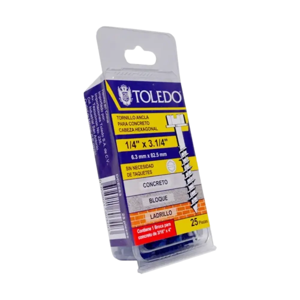 [DCE683] Tornillo ancla p/concreto cabeza hex 1/4" x 3. 1/4"