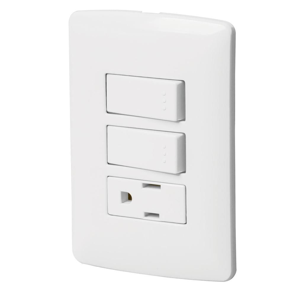 [46456] Placa armada contacto 2 interruptores,blanco, línea Italiana 