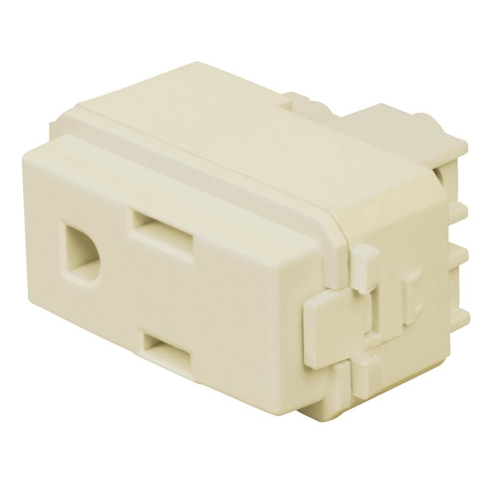 Contacto sencillo, 2 polos + tierra, línea Italiana, marfil 
