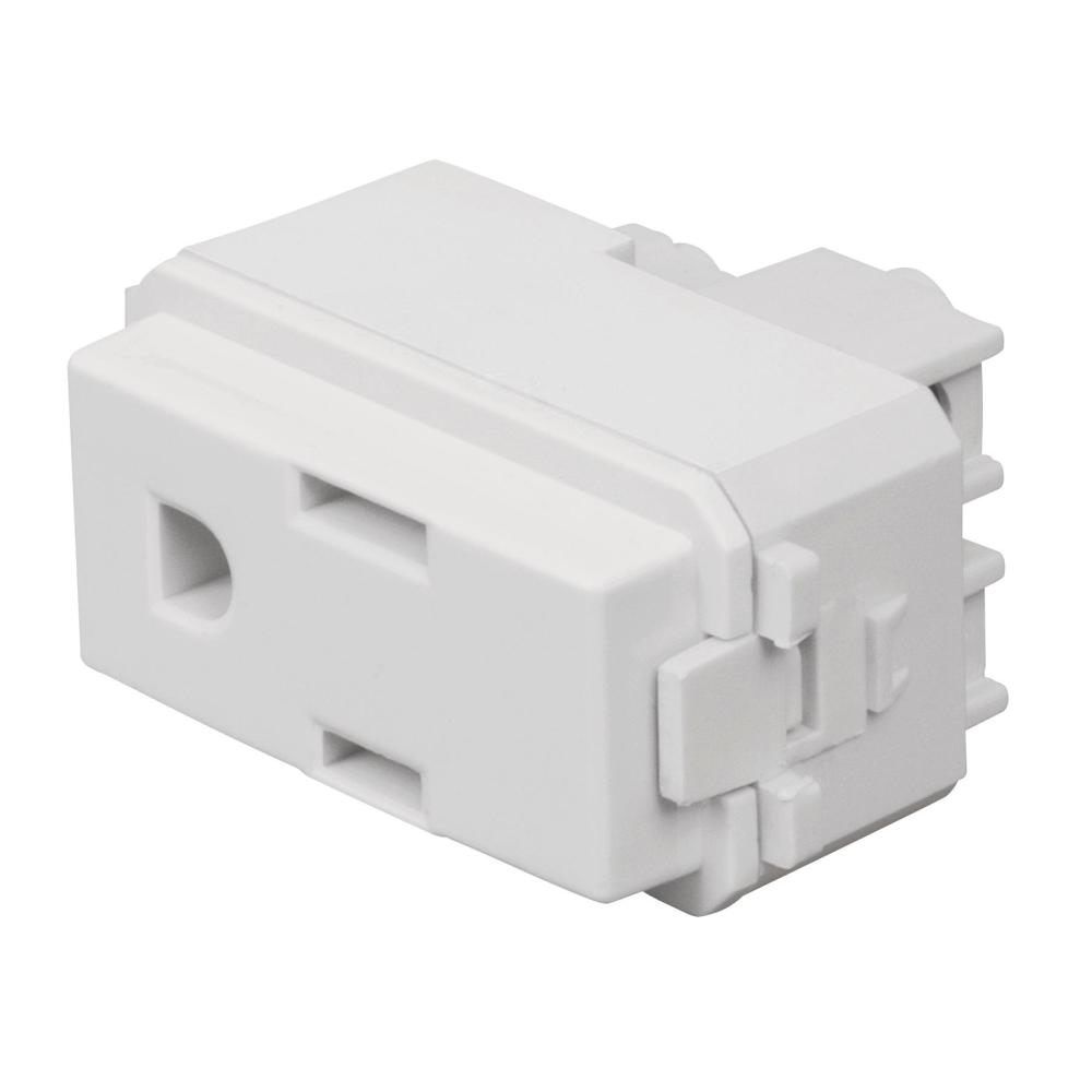 Contacto sencillo, 2 polos + tierra, línea Italiana, blanco 