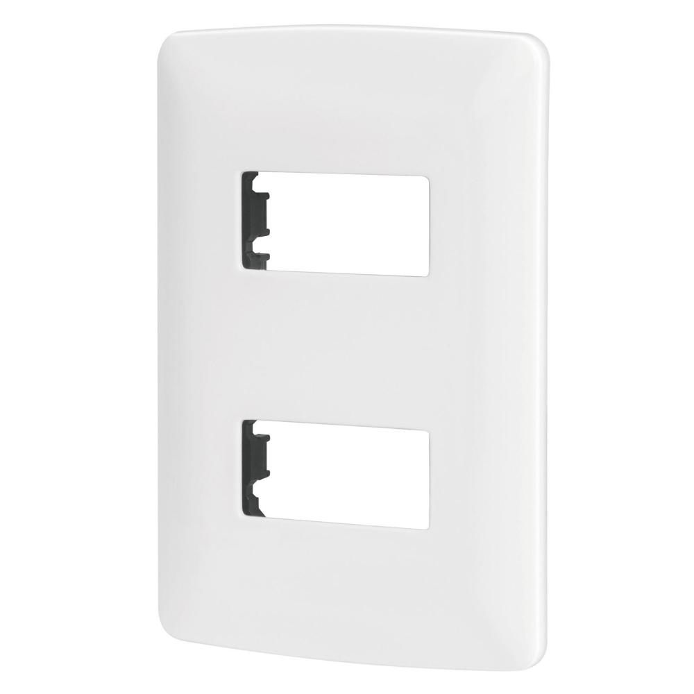 [48133] Placa 2 módulos de ABS, línea Italiana, color blanco 
