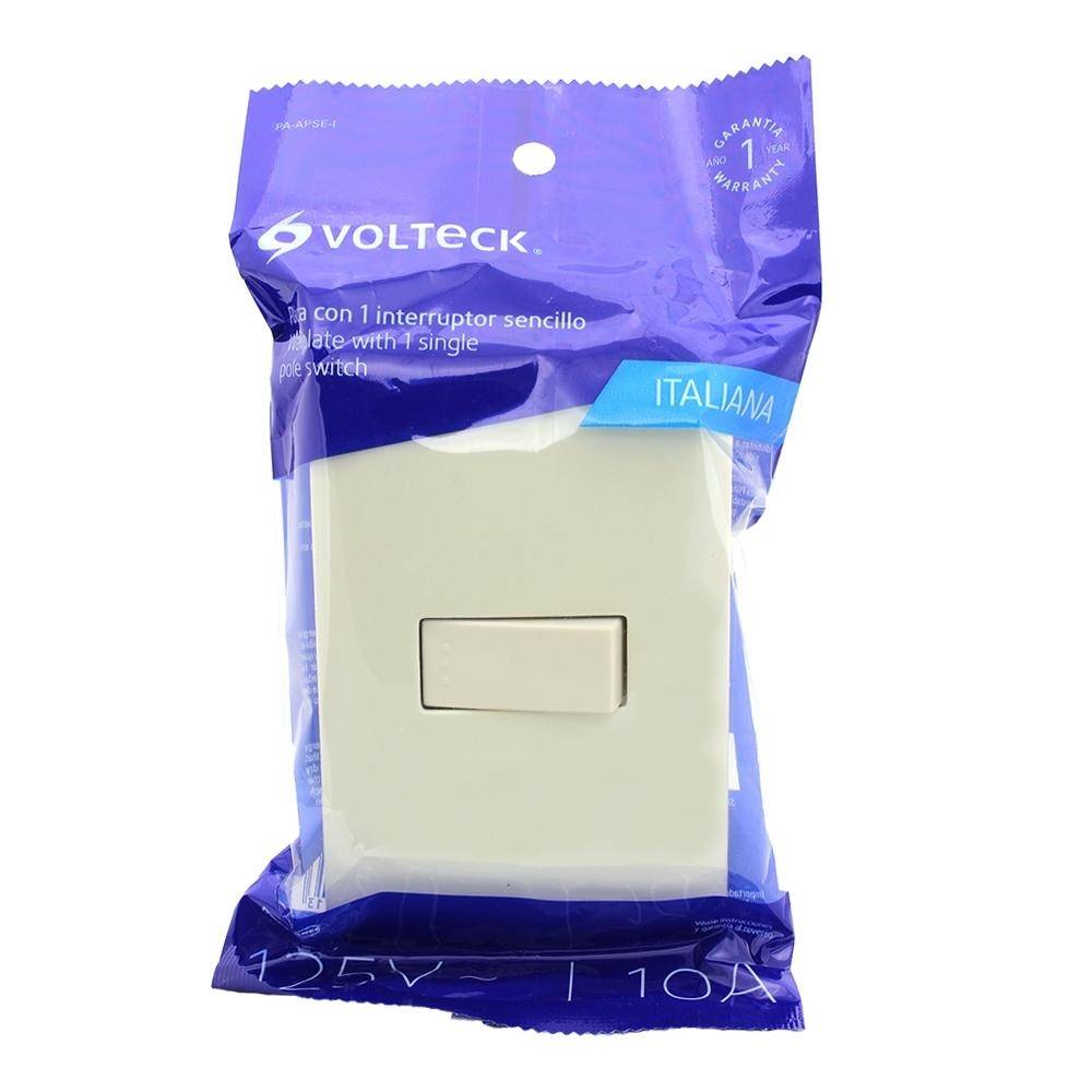 [48660] Placa armada 1 interruptor sencillo, marfil, línea Italiana 