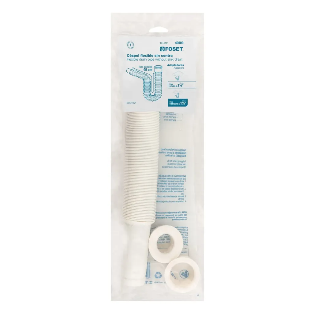 [49509] Céspol flexible, polietileno blanco, para lavabo y fregadero