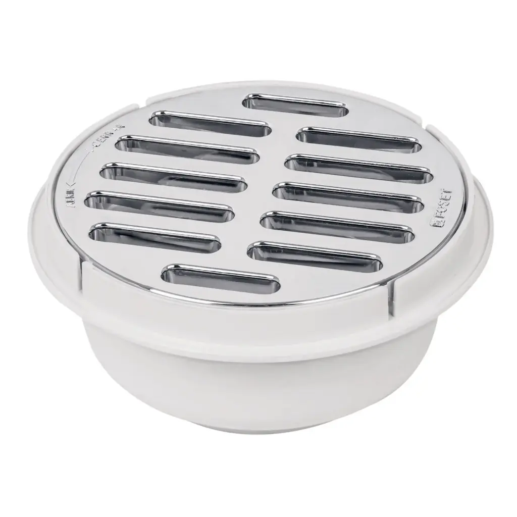 Coladera de ABS con rejilla cromada 5', 1/4 de vuelta, Foset 