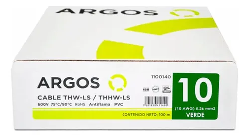 Cable Electrico TWC #10 100m Argos Color Negro  